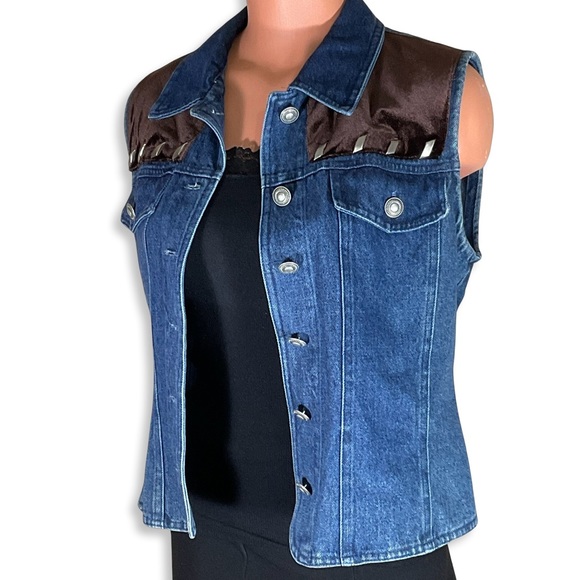 Coldwater Creek Jackets & Blazers - Coldwater Creek Denim & Velvet Vintage Y2K Jean Boho Vest Size Small